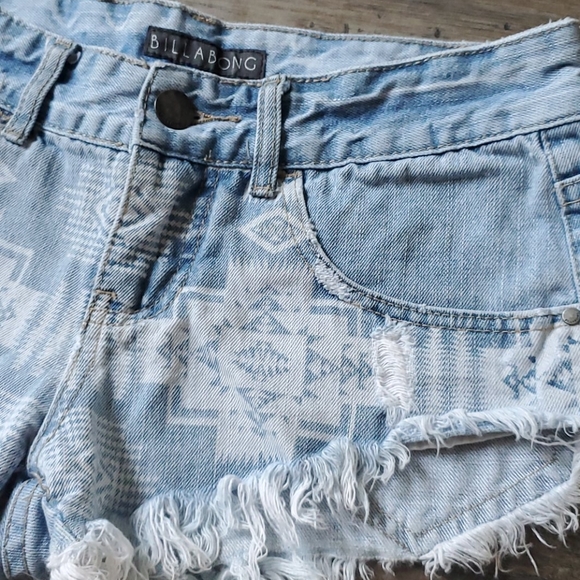 Billabong Laneway Aztec Print Cut Off Denim Shorts - Picture 5 of 10